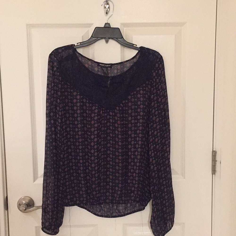 Navy Blue Chiffon Blouse!!